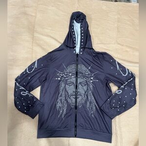 Black Hoodie with Rhinestone Design✨